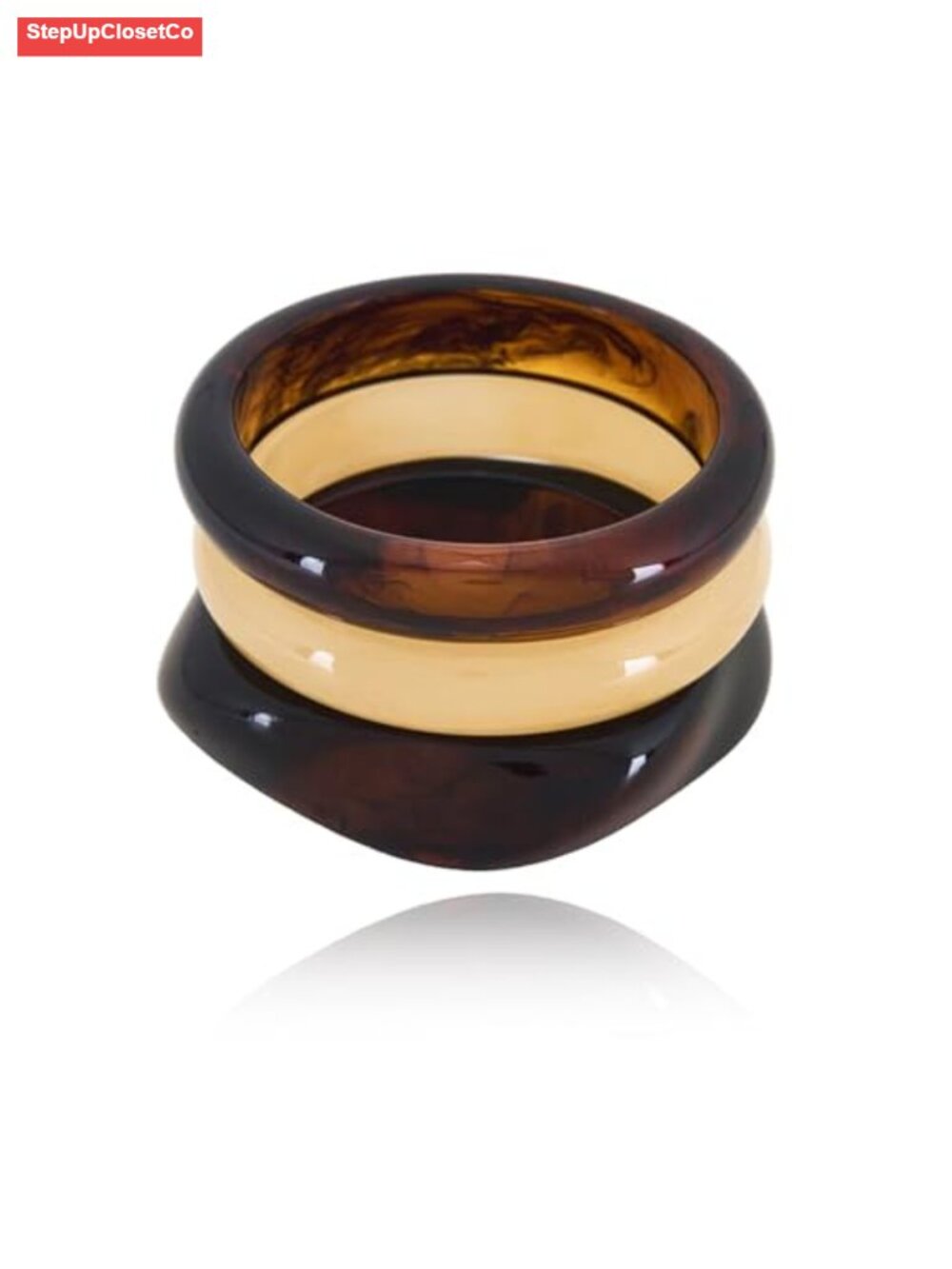 3 Piece Acrylic Resin Bangle Set Chunky Geometric Cuff Wide Bracelets Stackable